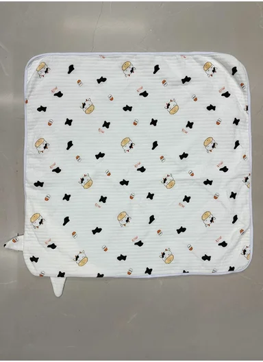 100% Cotton Baby Bath Towel, Soft &amp; Absorbent Fabric, Gentle on Skin, Durable &amp; Quick Drying Hooded Towel with Cute Ears (L75 x W75)cm - White Cow