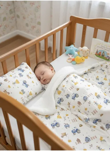 Baby Blanket and Pillow Set Soft, Natural, Breathable, and Gentle on Sensitive Skin for Healthy Sleep
