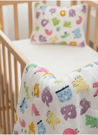 Baby Blanket and Pillow Set Soft, Natural, Breathable, and Gentle on Sensitive Skin for Healthy Sleep