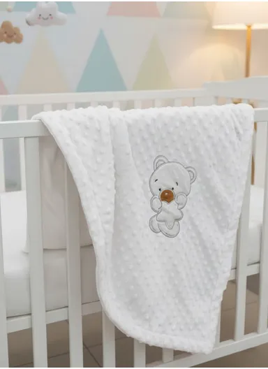 Baby Soft Polyester Blanket, Gentle, Warm &amp; Safe All-Season Comfort (L110 x W80)cm - White