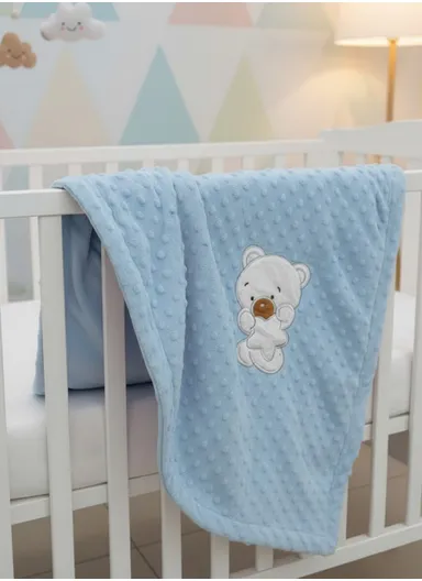 Baby Soft Polyester Blanket, Gentle, Warm &amp; Safe All-Season Comfort (L110 x W80)cm - Blue