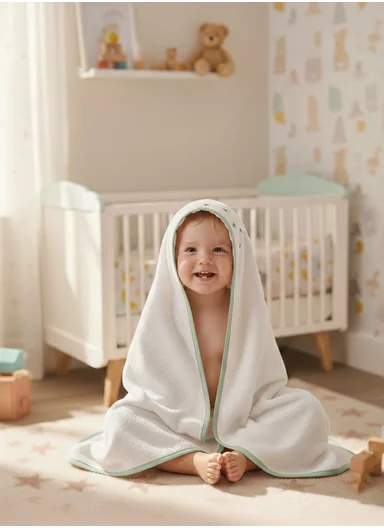 6-Pieces Baby Bath Towel &amp; Washcloth Set with Hooded Microfiber Towel, Cotton Face Towels &amp; Soft Sponge 