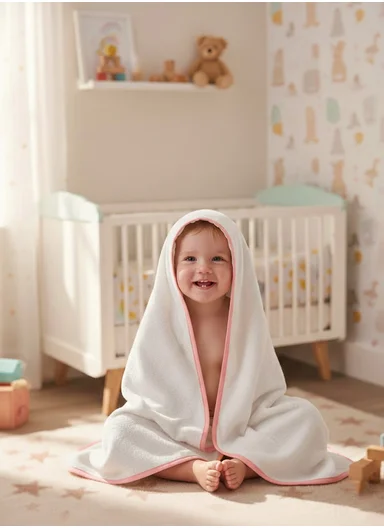 6-Pieces Baby Bath Towel &amp; Washcloth Set with Hooded Microfiber Towel, Cotton Face Towels &amp; Soft Sponge 