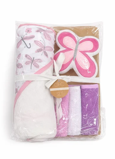 6-Pieces Baby Bath Towel &amp; Washcloth Set with Hooded Microfiber Towel, Cotton Face Towels &amp; Soft Sponge 