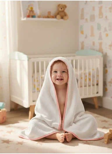 6-Pieces Baby Bath Towel &amp; Washcloth Set with Hooded Microfiber Towel, Cotton Face Towels &amp; Soft Sponge 