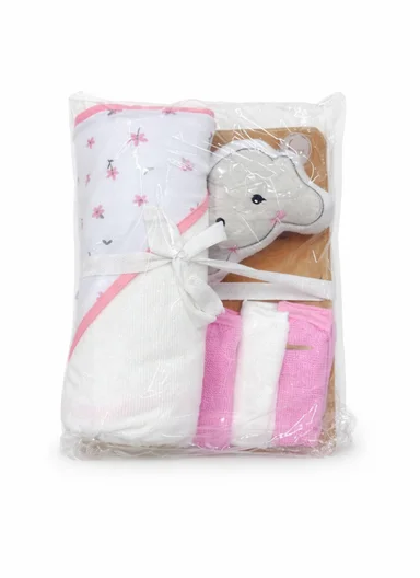 6-Pieces Baby Bath Towel &amp; Washcloth Set with Hooded Microfiber Towel, Cotton Face Towels &amp; Soft Sponge 