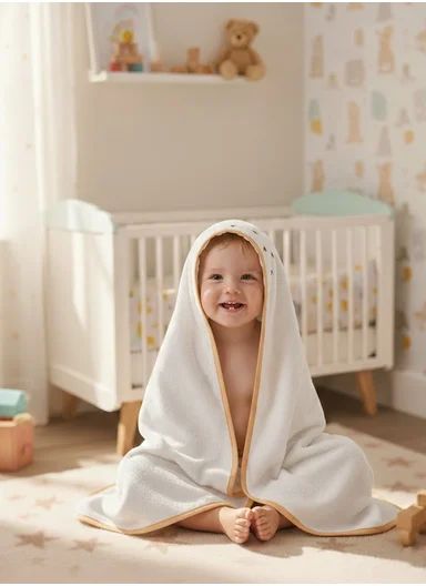 6-Pieces Baby Bath Towel &amp; Washcloth Set with Hooded Microfiber Towel, Cotton Face Towels &amp; Soft Sponge 