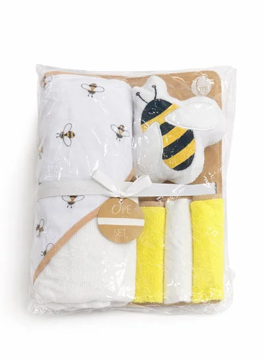 6-Pieces Baby Bath Towel &amp; Washcloth Set with Hooded Microfiber Towel, Cotton Face Towels &amp; Soft Sponge 