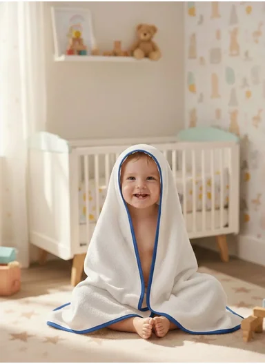 6-Pieces Baby Bath Towel &amp; Washcloth Set with Hooded Microfiber Towel, Cotton Face Towels &amp; Soft Sponge 