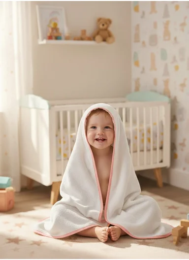 6-Pieces Baby Bath Towel &amp; Washcloth Set with Hooded Microfiber Towel, Cotton Face Towels &amp; Soft Sponge 