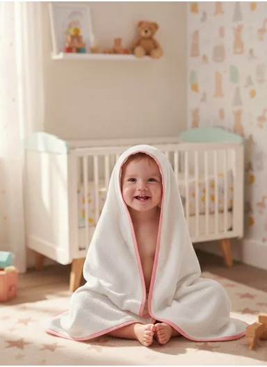 6-Pieces Baby Bath Towel &amp; Washcloth Set with Hooded Microfiber Towel, Cotton Face Towels &amp; Soft Sponge 