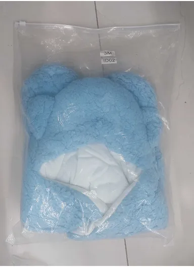 0–3 Months Thickened Baby Sleeping Bag with Bear Ears, Soft Infant Swaddle Blanket (L57 × W28)cm - Pink