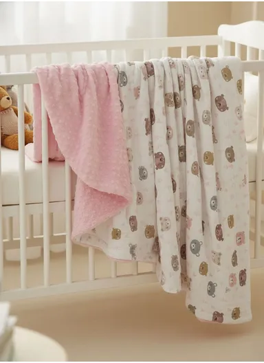 Baby Soft Polyester Blanket, Gentle, Cozy &amp; All-Season Comfort (L160 x W110)cm - Pink