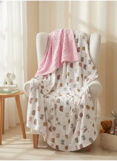 Baby Soft Polyester Blanket, Gentle, Cozy &amp; All-Season Comfort (L160 x W110)cm - Pink