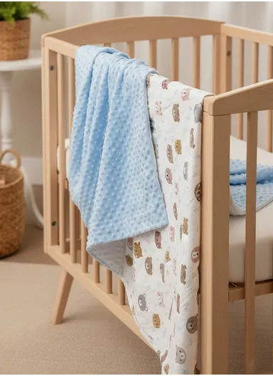 Baby Soft Polyester Blanket, Gentle, Cozy &amp; All-Season Comfort (L160 x W110)cm - Blue