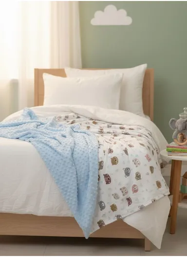 Baby Soft Polyester Blanket, Gentle, Cozy &amp; All-Season Comfort (L160 x W110)cm - Blue