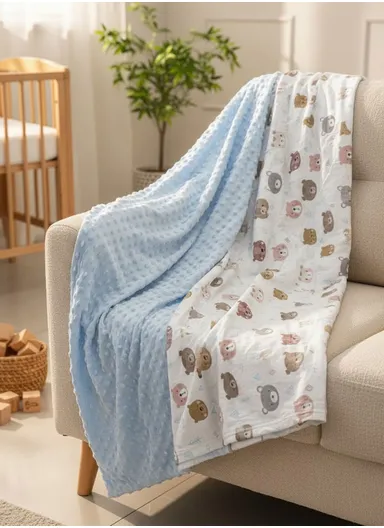 Baby Soft Polyester Blanket, Gentle, Cozy &amp; All-Season Comfort (L160 x W110)cm - Blue