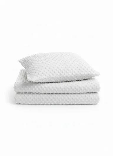 Baby Quilt, Pillow &amp; Mattress Set, Soft Polyester, Lightweight &amp; Travel-Friendly - White