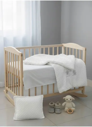 Baby Quilt, Pillow &amp; Mattress Set, Soft Polyester, Lightweight &amp; Travel-Friendly - White