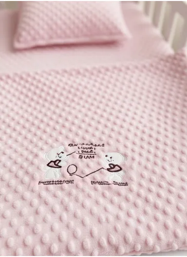 Baby Quilt, Pillow &amp; Mattress Set, Soft Polyester, Lightweight &amp; Travel-Friendly - Pink