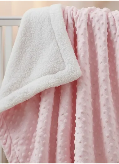 0-6 Months Ultra Soft Minky Dotted Baby Blanket (L95 x W80)cm - Pink