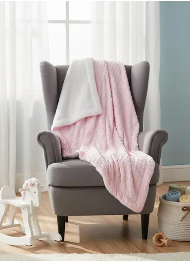 0-6 Months Ultra Soft Minky Dotted Baby Blanket (L95 x W80)cm - Pink