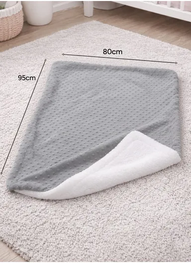 0-6 Months Ultra Soft Minky Dotted Baby Blanket (L95 x W80)cm - Grey