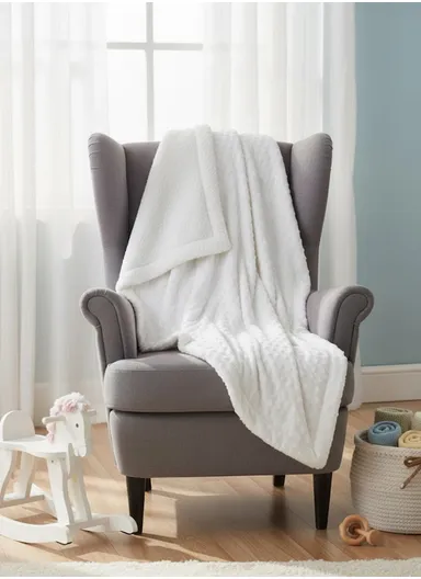 0-6 Months Ultra Soft Minky Dotted Baby Blanket (L95 x W80)cm - White