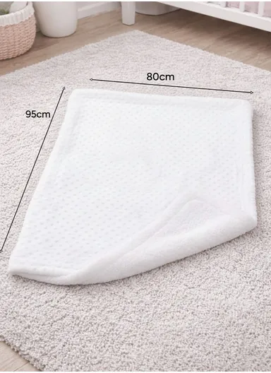 0-6 Months Ultra Soft Minky Dotted Baby Blanket (L95 x W80)cm - White