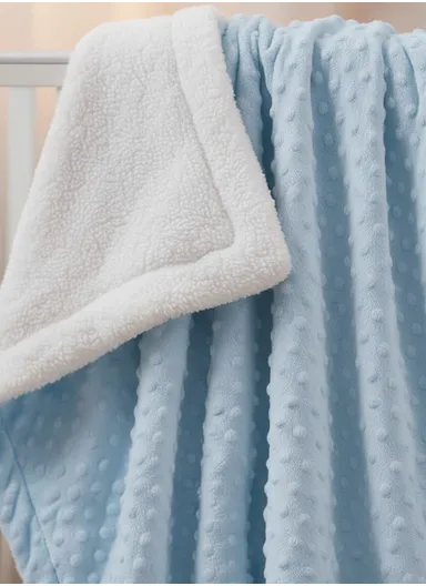 0-6 Months Ultra Soft Minky Dotted Baby Blanket (L95 x W80)cm - Blue