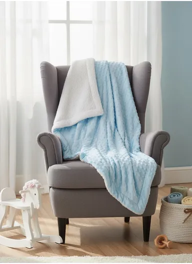 0-6 Months Ultra Soft Minky Dotted Baby Blanket (L95 x W80)cm - Blue