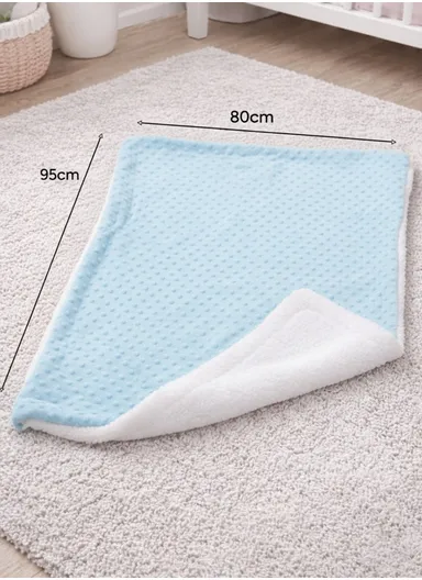 0-6 Months Ultra Soft Minky Dotted Baby Blanket (L95 x W80)cm - Blue