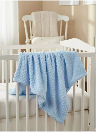 0–6 Months Super Soft Minky Dotted Baby Blanket, Lightweight &amp; Warm Infant Swaddle Wrap (L100 × W75)cm - Blue