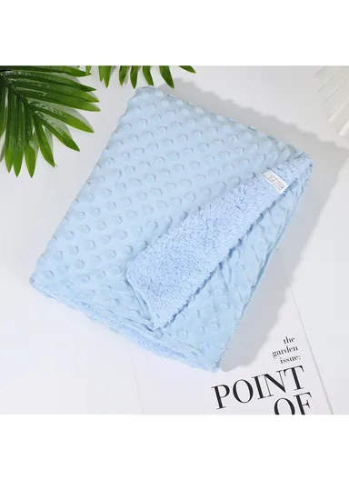 0–6 Months Super Soft Minky Dotted Baby Blanket, Lightweight &amp; Warm Infant Swaddle Wrap (L100 × W75)cm - Blue