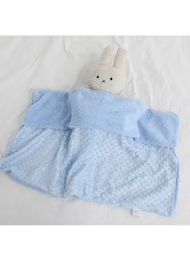 0–6 Months Super Soft Minky Dotted Baby Blanket, Lightweight &amp; Warm Infant Swaddle Wrap (L100 × W75)cm - Blue