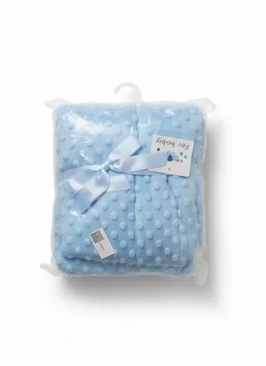 0–6 Months Super Soft Minky Dotted Baby Blanket, Lightweight &amp; Warm Infant Swaddle Wrap (L100 × W75)cm - Blue