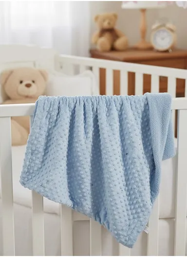 0–6 Months Super Soft Minky Dotted Baby Blanket, Lightweight &amp; Warm Infant Swaddle Wrap (L100 × W75)cm - Blue
