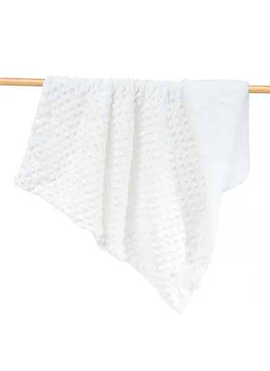 0–6 Months Super Soft Minky Dotted Baby Blanket, Lightweight &amp; Warm Infant Swaddle Wrap (L100 × W75)cm - White
