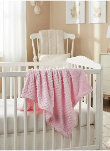 0–6 Months Super Soft Minky Dotted Baby Blanket, Lightweight &amp; Warm Infant Swaddle Wrap (L100 × W75)cm - Pink