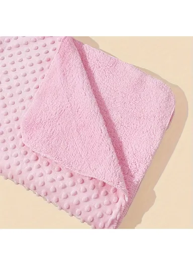 0–6 Months Super Soft Minky Dotted Baby Blanket, Lightweight &amp; Warm Infant Swaddle Wrap (L100 × W75)cm - Pink
