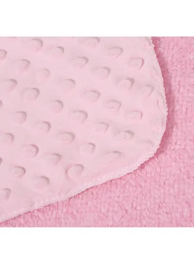 0–6 Months Super Soft Minky Dotted Baby Blanket, Lightweight &amp; Warm Infant Swaddle Wrap (L100 × W75)cm - Pink