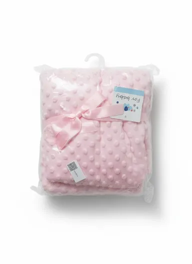 0–6 Months Super Soft Minky Dotted Baby Blanket, Lightweight &amp; Warm Infant Swaddle Wrap (L100 × W75)cm - Pink