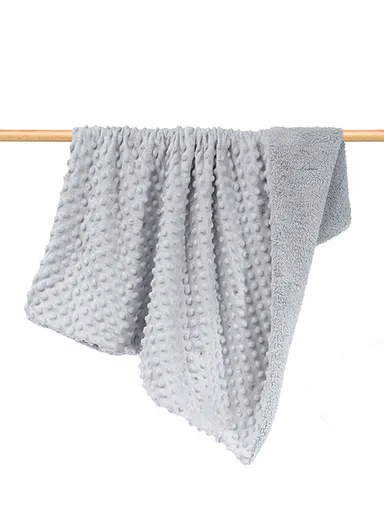 0–6 Months Super Soft Minky Dotted Baby Blanket, Lightweight &amp; Warm Infant Swaddle Wrap (L100 × W75)cm - Grey