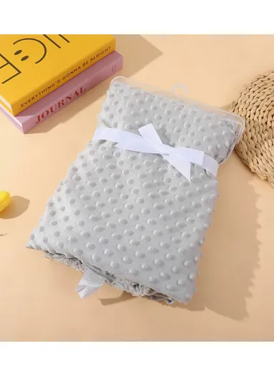 0–6 Months Super Soft Minky Dotted Baby Blanket, Lightweight &amp; Warm Infant Swaddle Wrap (L100 × W75)cm - Grey