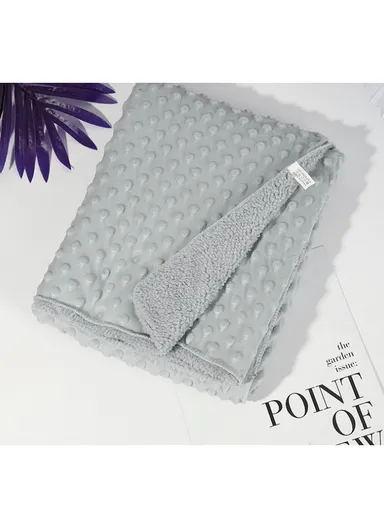 0–6 Months Super Soft Minky Dotted Baby Blanket, Lightweight &amp; Warm Infant Swaddle Wrap (L100 × W75)cm - Grey