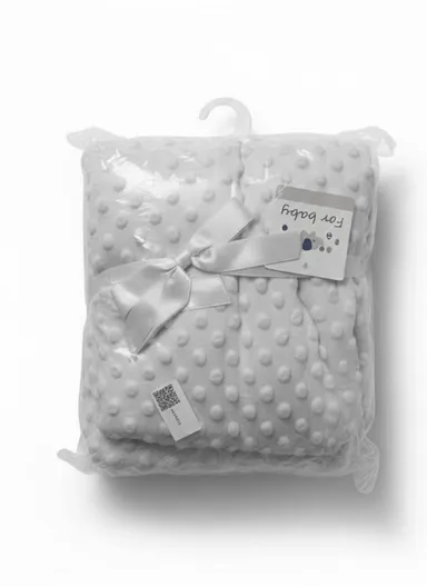 0–6 Months Super Soft Minky Dotted Baby Blanket, Lightweight &amp; Warm Infant Swaddle Wrap (L100 × W75)cm - Grey