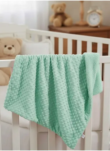 0–6 Months Super Soft Minky Dotted Baby Blanket, Lightweight &amp; Warm Infant Swaddle Wrap (L100 × W75)cm - Turquoise