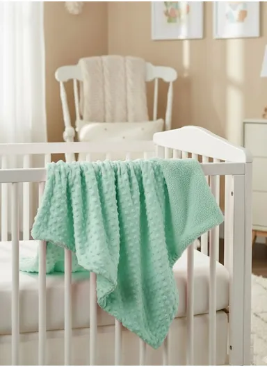 0–6 Months Super Soft Minky Dotted Baby Blanket, Lightweight &amp; Warm Infant Swaddle Wrap (L100 × W75)cm - Turquoise
