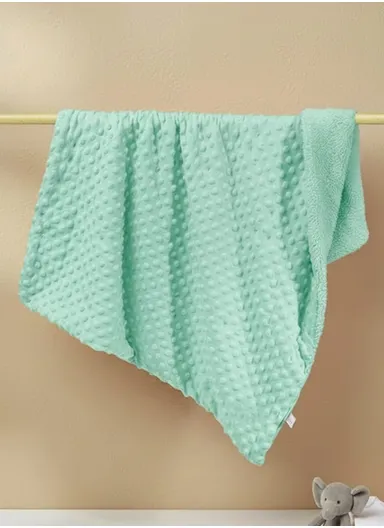0–6 Months Super Soft Minky Dotted Baby Blanket, Lightweight &amp; Warm Infant Swaddle Wrap (L100 × W75)cm - Turquoise