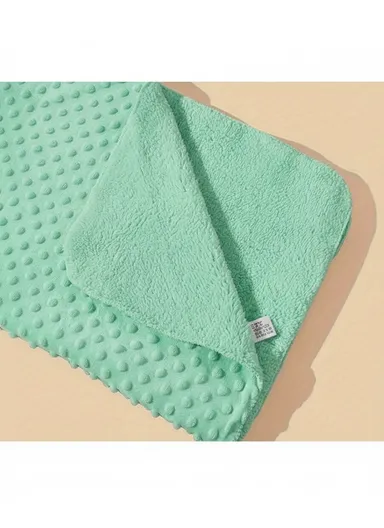 0–6 Months Super Soft Minky Dotted Baby Blanket, Lightweight &amp; Warm Infant Swaddle Wrap (L100 × W75)cm - Turquoise